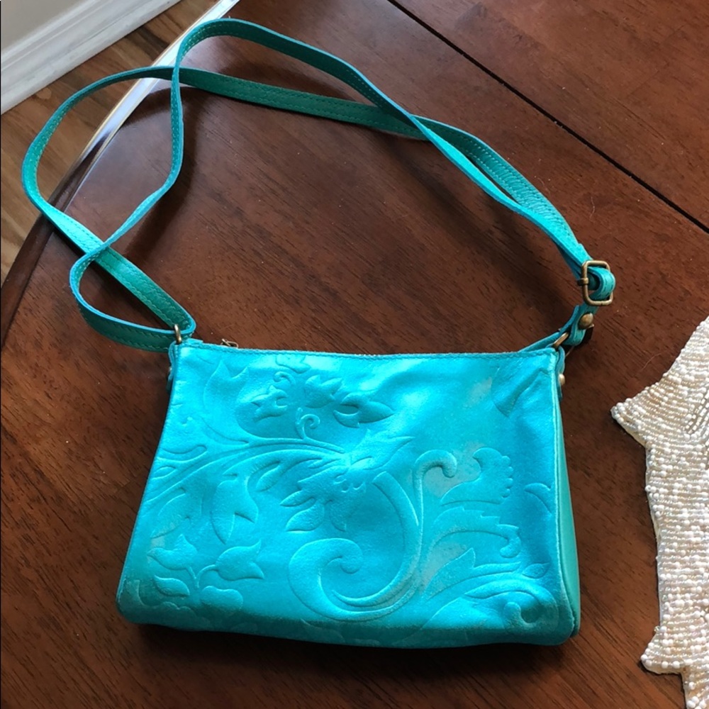Genuine Italian leather greenish/turquoise handbag